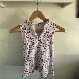 Ladies' Sleeveless Golf Floral Blouse - White and Purple